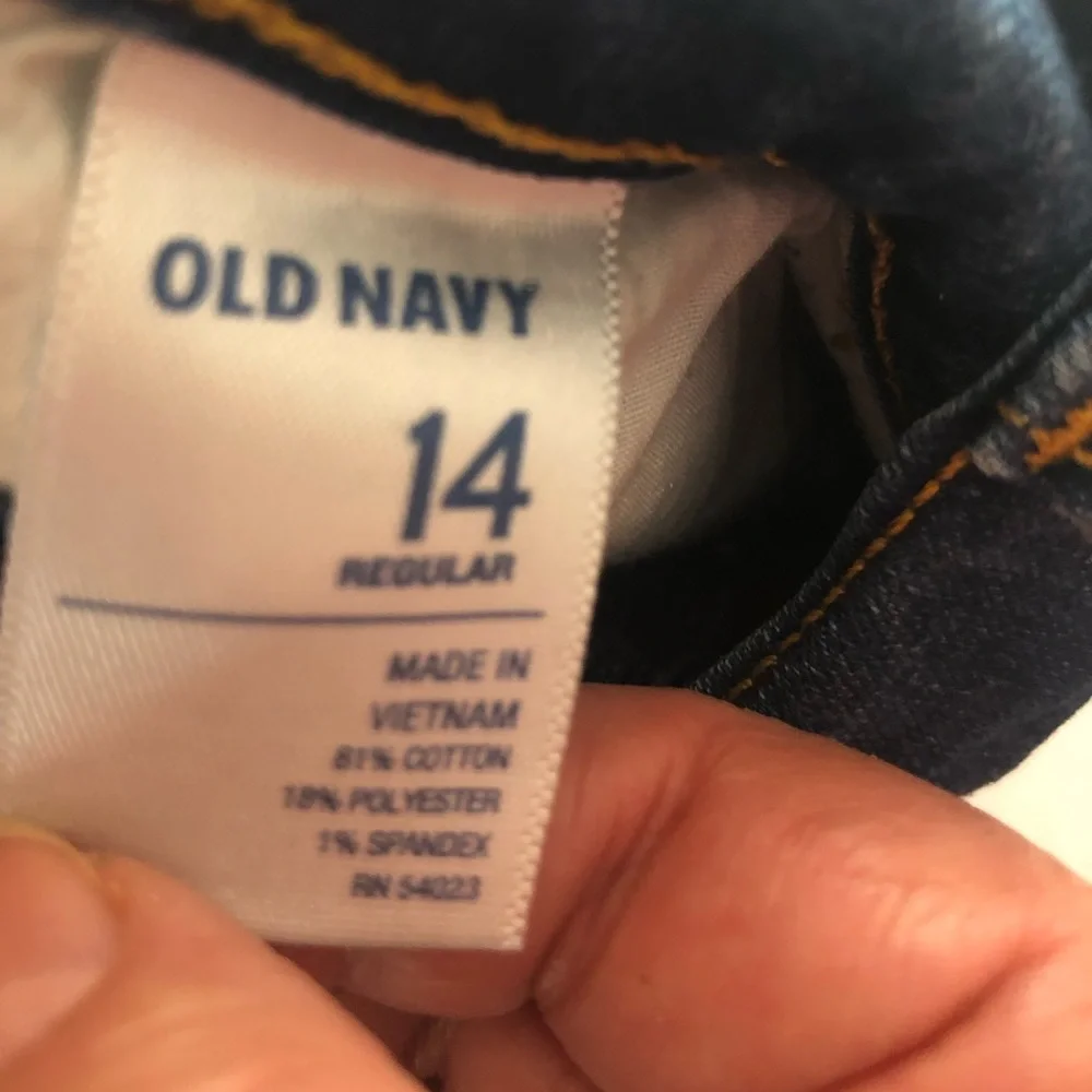 OLD NAVY TEENAGER ZIP UP 5 POCKETS FLIRT CAPRI BRILLIANT BLUE JEANS SZ 14 REG.